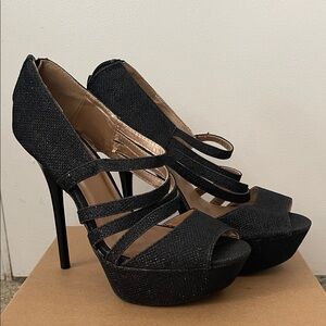 Women's Black Strappy Platform Heels